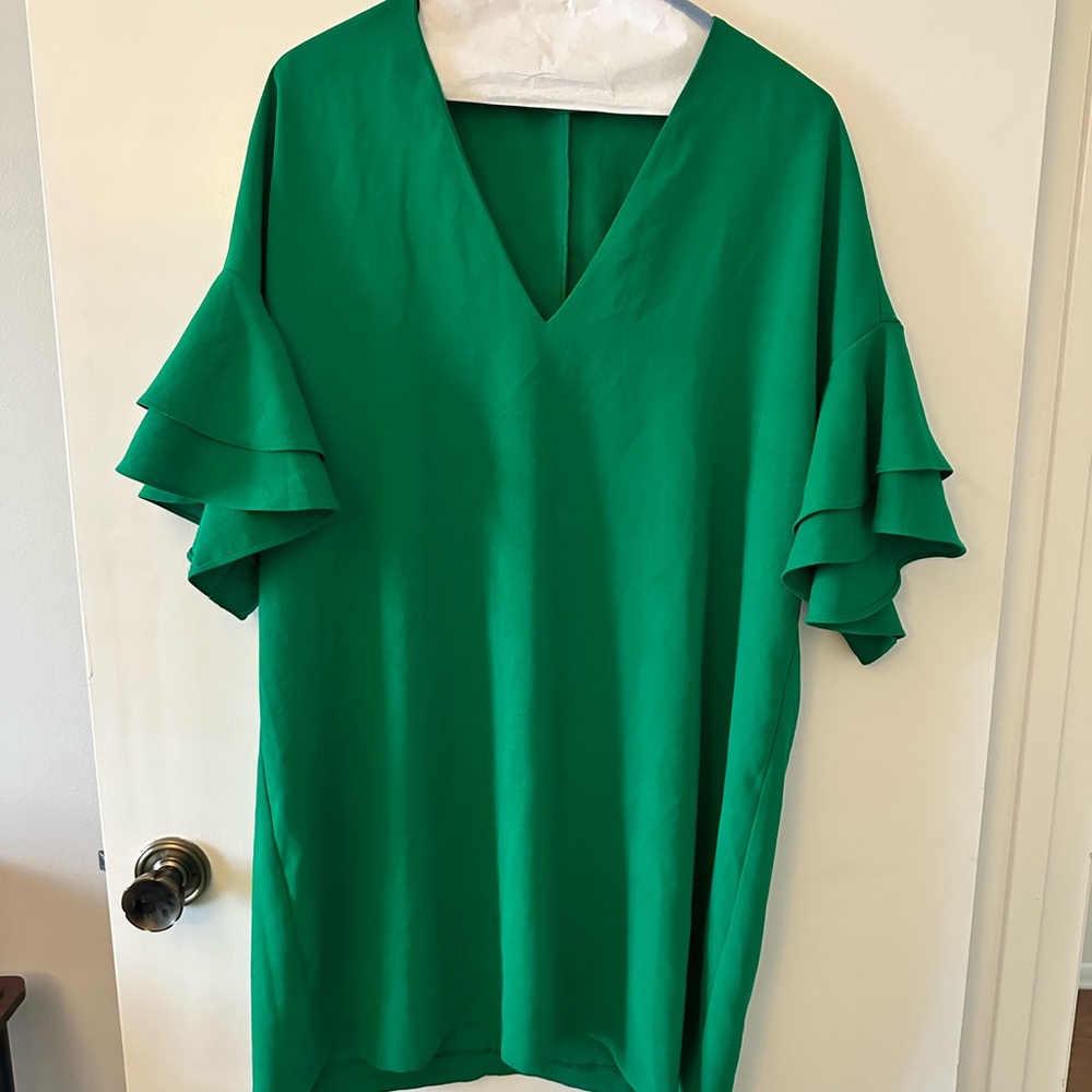 Zara Green Ruffled Dress